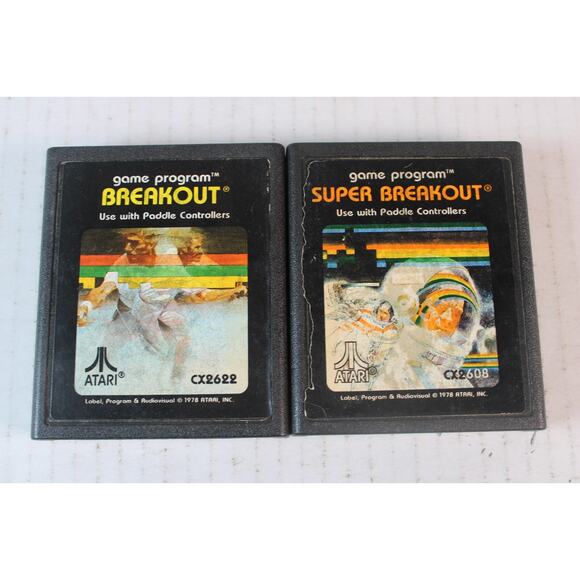 Breakout & Super Breakout (Atari 2600, 1982) *CARTRIDGE ONLY*TESTED*Set/Lot 2 - Picture 1 of 5